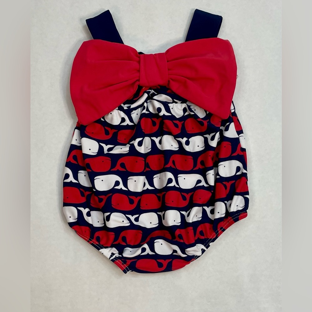 Baby girls 6-9 month Mud Pie brand whale one piece swim suit